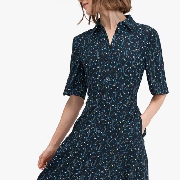 Kate Spade Star Floral Smocked Back Shirtdress Size 10 - Picture 2 of 10